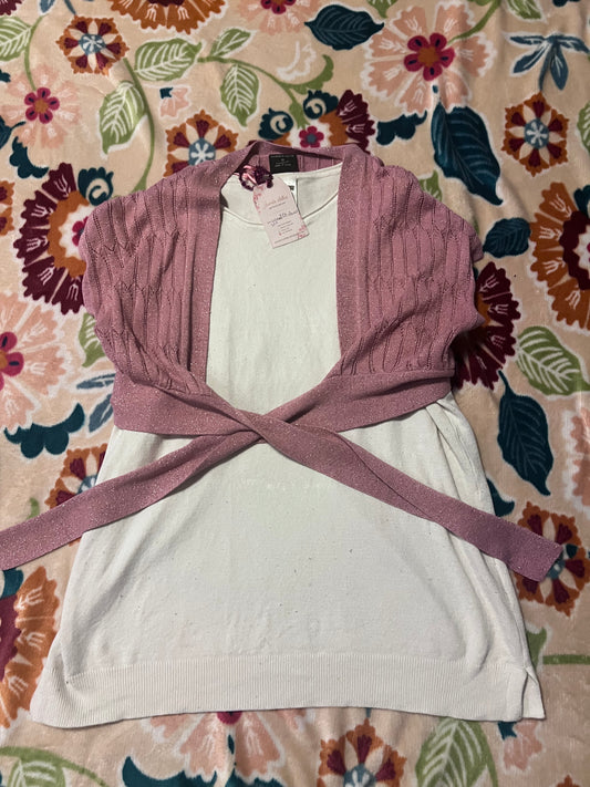 Pink Jacket & White Top Set - Sizes 8/16 - Pre-Loved