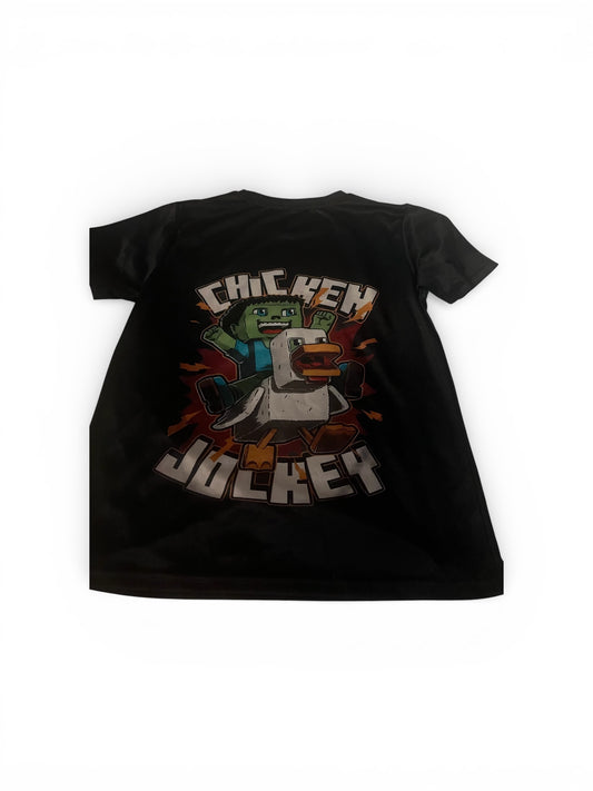 Boys Minecraft Chicken Jockey T-Shirt - Size 13-14 - Black - Pre-Loved - Sustainable Kids Fashion Australia