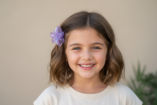 Purple Flower Hair Clip Model Image