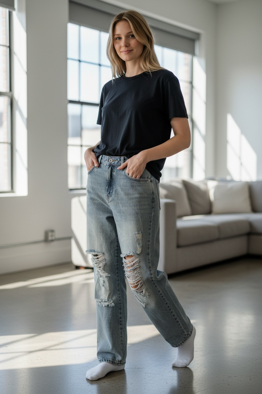 Kids Blue Distressed Jeans - Size 16 - Brand New