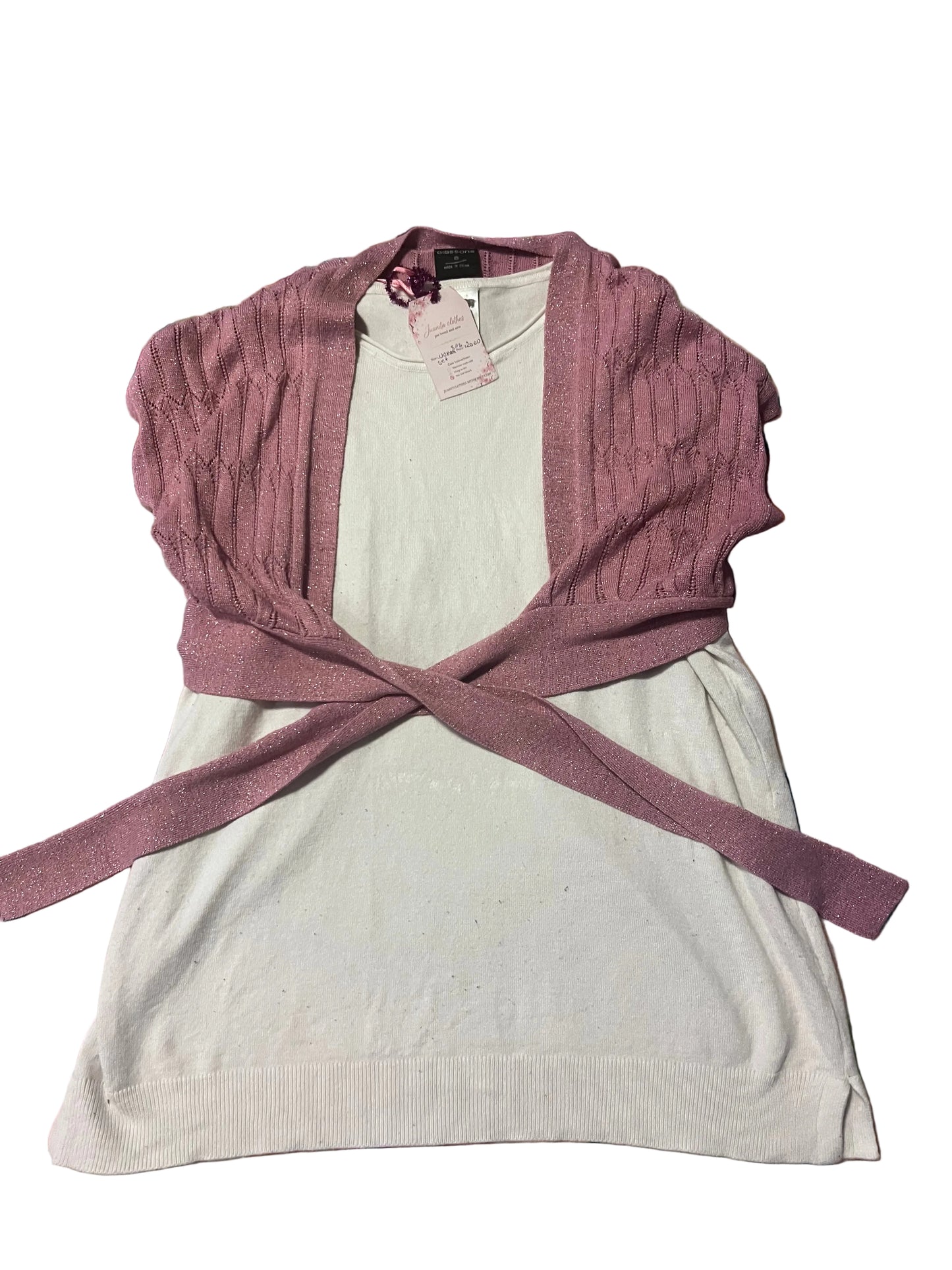 Pink Jacket & White Top Set - Sizes 8/16 - Pre-Loved