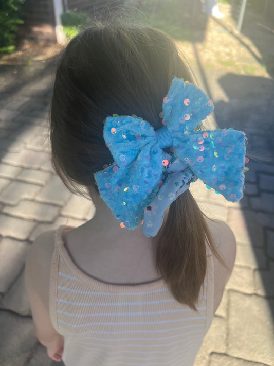 Blue Polka Dot Hair Bow - Kids Accessory - Cute Girls Hair Bows Australia