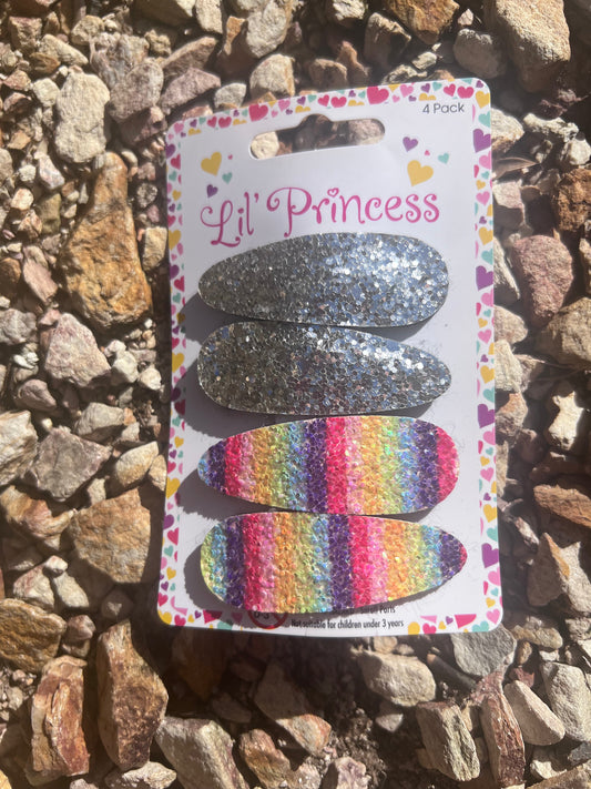 Rainbow Sequin Hair Clips 4-Pack - Lil' Princess