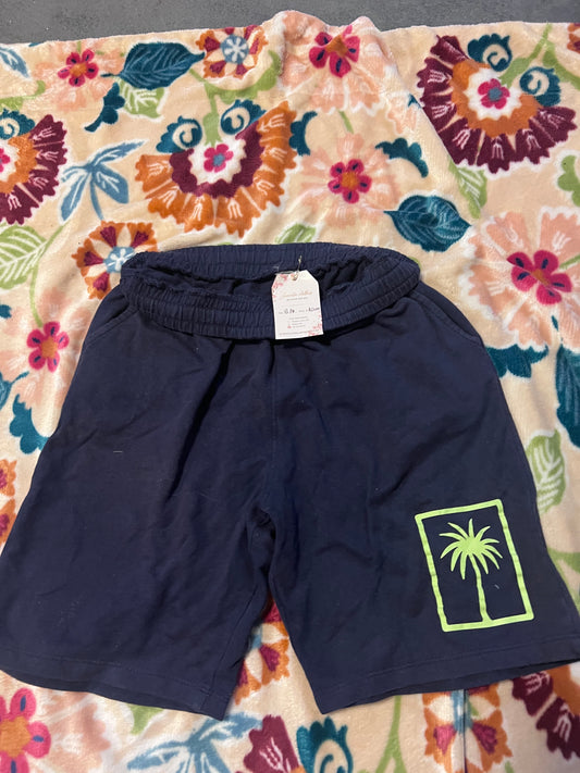 Boys Navy Blue Shorts with Palm Tree Design - Size 14 - Pre-Loved - Sustainable Fashion Australia