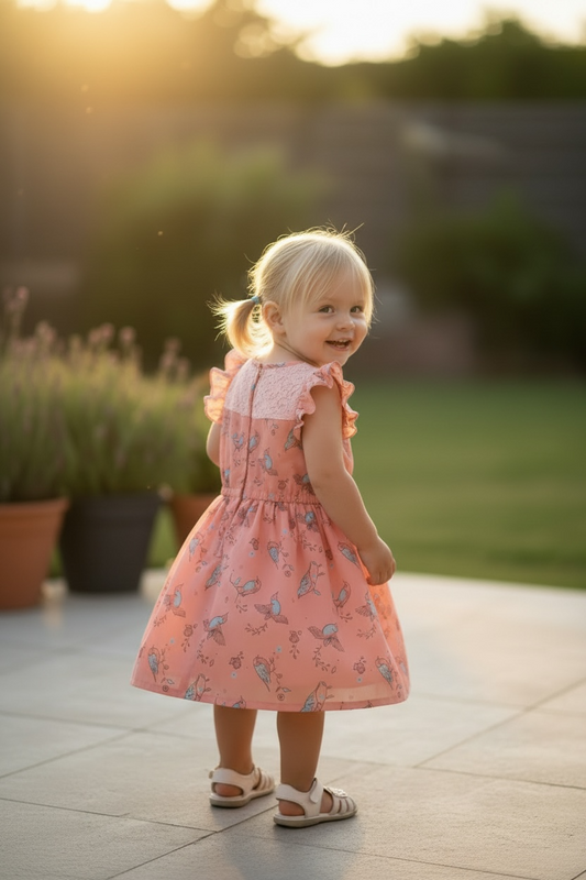 Coral Pink Party Dress - Size 3-4 - Pre-Loved